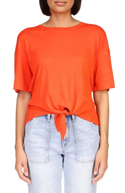 Sanctuary Perfect Knot Womens Knot Front Cotton T-shirt In Red Hots