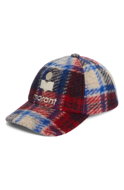Isabel Marant Tyron Checked Wool-blend Baseball Cap In Multi
