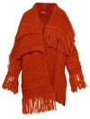 Stella Mccartney Textured Knit Jacket With Single Hook Closure In Orange