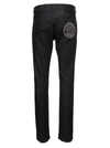 VERSACE BLACK STRAIGHT JEANS WITH STUDDED MEDUSA IN STRETCH COTTON DENIM MAN
