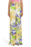 VERSACE ORCHID PRINT WIDE LEG CADY PANTS