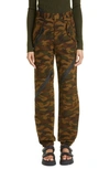 MONSE ZIP DETAIL CAMO PRINT COTTON TWILL CARGO PANTS