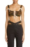 Monse Lace-up Corset Bra Top In Camo