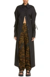 Monse Laced Cutout Cotton Blend Long Shirt In Black