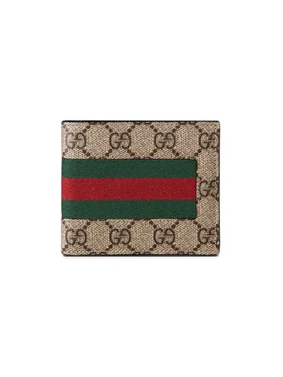 Gucci Web Gg Supreme Coin Wallet In Brown