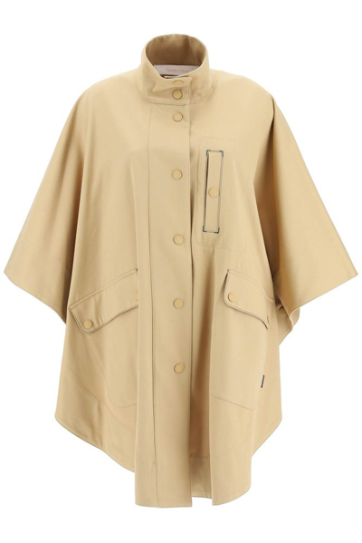 See By Chloé Cotton-gabardine Cape In Beige