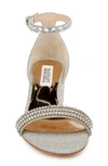 Badgley Mischka Block Heeled Sandal In Platinum