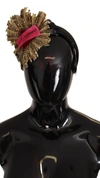 DOLCE & GABBANA DOLCE & GABBANA BLACK GOLD SACRED HEART LOGO EMBELLISHED HEADBAND WOMEN'S DIADEM