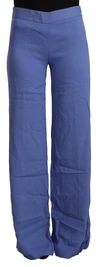 P.a.r.o.s.h Blue High Waist Viscose Straight Wide Leg Pants In Blue