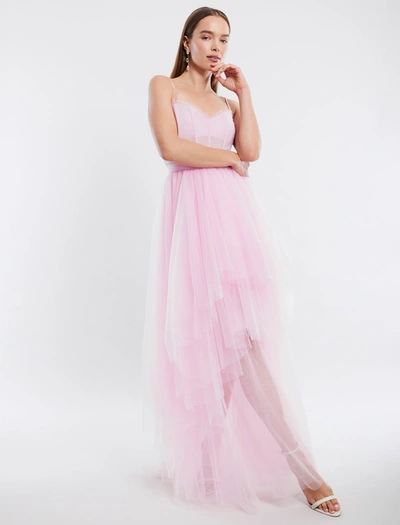 Bcbgmaxazria Katherine Tulle Evening Gown In Pink Rose
