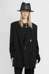 Ann Demeulemeester Denim Blazer With Notched Lapel And Flap Pockets In Black