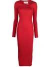 Alexandre Vauthier Crystal Embellished V-neck Long Dress In Red