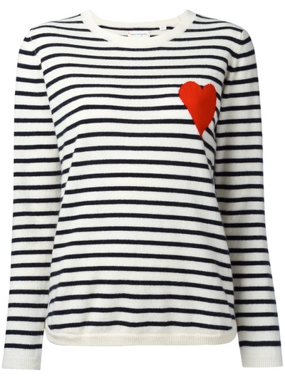 Chinti & Parker Navy-cream Breton Heart Wool-cashmere Sweater In Creamnavy