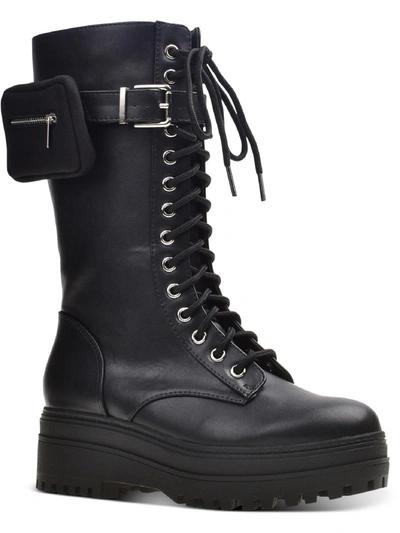 Wild Pair Shanonn Womens Lugged Sole Combat & Lace-up Boots In Black