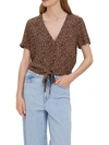 VERO MODA WOMENS FRONT TIE CROPPED BLOUSE