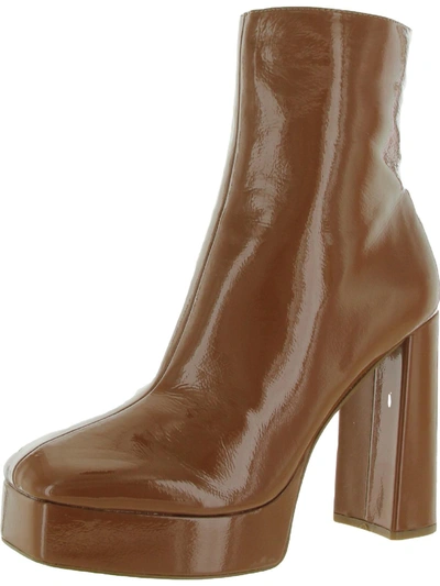 Steve Madden Luisina Womens Patent Square Toe Mid-calf Boots In Brown