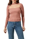 ASTR WOMENS LONG SLEEVES RIBBED PULLOVER TOP