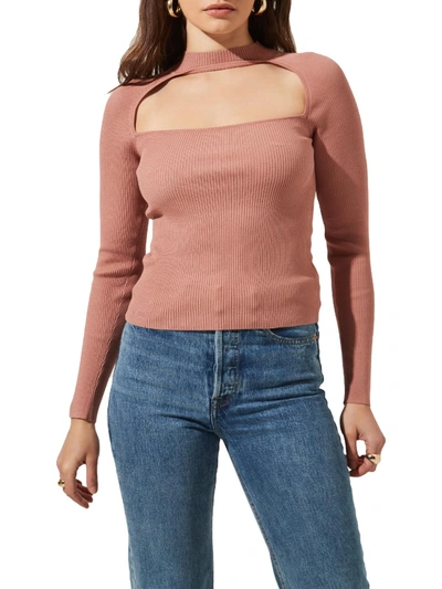 Astr Womens Long Sleeves Ribbed Pullover Top In Pink