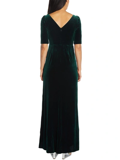 Adrianna Papell Womens Velvet Hi-low Evening Dress In Green