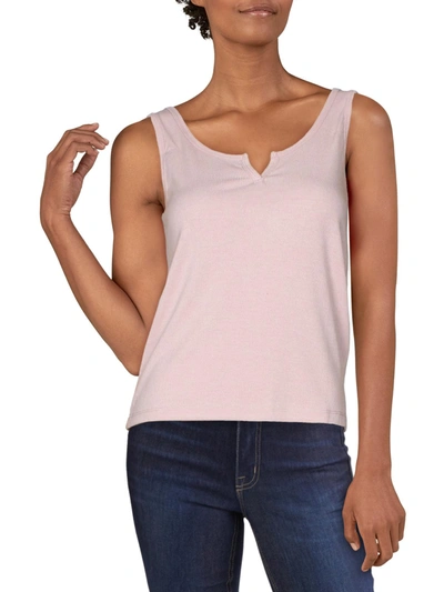 Hippie Rose Juniors Womens Ribbed Notched Neck Tank Top In Beige