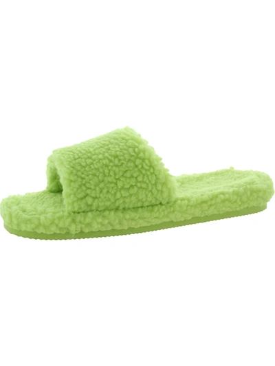 Inc Dinnaa Womens Cozy Faux Fur Slide Slippers In Green