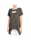 ALISON ANDREWS WOMENS SHORT SLEEVES CUT-OUT T-SHIRT