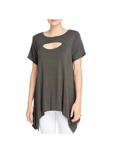 Alison Andrews Womens Short Sleeves Cut-out T-shirt In Grey