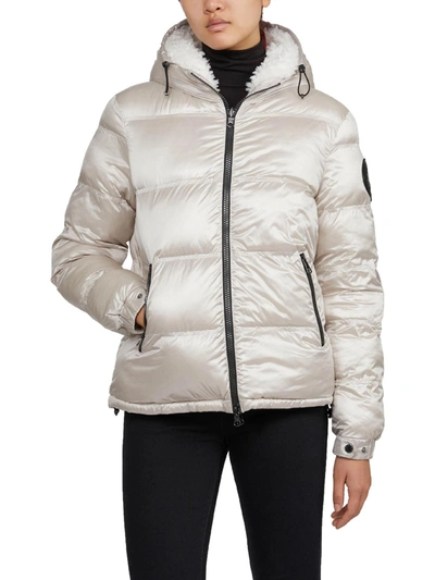 Pajar Snow Womens Water Repellent Sherpa Puffer Jacket In Silver