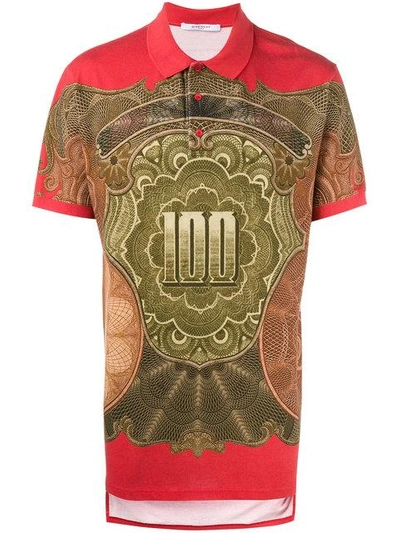 Givenchy Columbian Baroque Dollar Piqué Polo, Red In Red