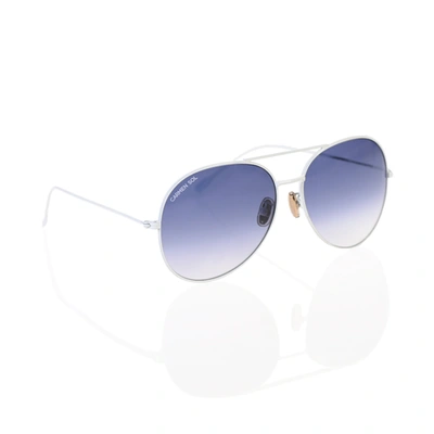 Carmen Sol White Aviator Sunglasses In Gradient Navy Blue