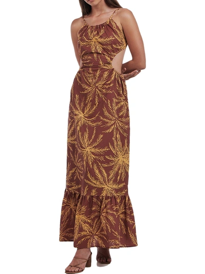 Charlie Holiday Tuscany Womens Printed Sleeveless Maxi Dress In Brown