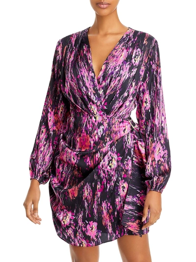 Wayf Attina Womens Wrap V Neck Cocktail And Party Dress In Purple