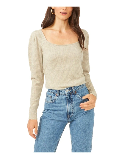 1.state Womens Puff Sleeve Keyhole Pullover Top In Beige