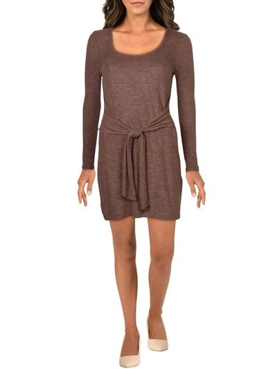 Z Supply Womens Wrap Front Heathered Mini Dress In Brown