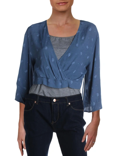 Bishop + Young Olivia  Womens Printed V-neck Blouse In Blue