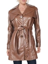 SAM EDELMAN WOMENS FAUX LEATHER COLD WEATHER TRENCH COAT