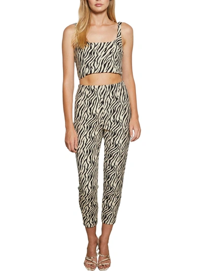 Bec & Bridge Cecile Womens Zebra Back Zipper Crop Top In Multi