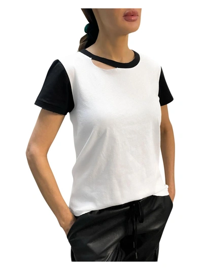 N:philanthropy Harlow Womens Colorblock Distressed T-shirt In White