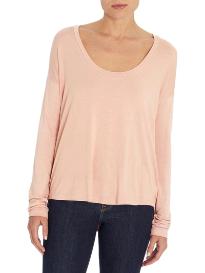 Three Dots Womens Scoop Neck Long Sleeves Top In Pink
