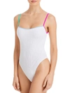 BOUND BY BOND-EYE WOMENS CRINKLED LIGHT SUPPORT ONE-PIECE SWIMSUIT