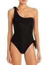 SOLID & STRIPED WOMENS RIBBED ASYMMETRIC ONE-PIECE SWIMSUIT