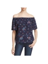 Beltaine Chole Womens Printed Off-the-shoulder Blouse In Blue