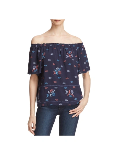 Beltaine Chole Womens Printed Off-the-shoulder Blouse In Blue