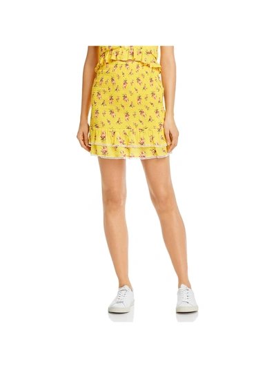 Lost + Wander Womens Printed Smocked Mini Skirt In Yellow