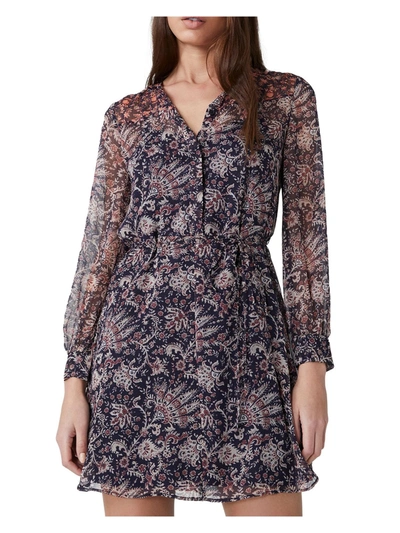 French Connection Womens Paisley Floral Print Mini Dress In Grey