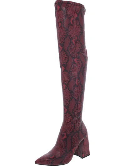Steve Madden Experience Womens Faux Leather Pointed Toe Over-the-knee Boots In Red