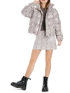 En Saison Womens Snake Print Cropped Puffer Jacket In Grey