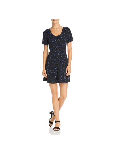 Sadie & Sage Womens Floral Scoop Neck Shirtdress In Black