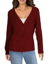 MATTY M WOMENS FRONT KNOT V-NECK PULLOVER SWEATER