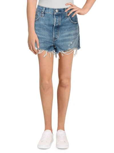 Levi's 501 Original High Rise Medium Wash Distressed Denim Shorts In Oxnard Audio